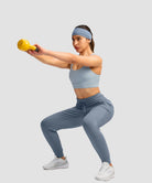women's high-rise stretchy athletic joggers in slate blue - matching outfits view