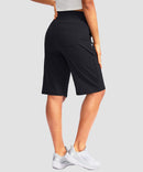 women's high rise bermuda shorts 12'' in black - back view