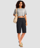 women's high rise bermuda shorts 12'' in black - matching outfits view