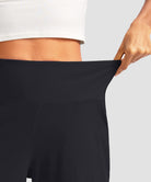 women's high rise bermuda shorts 12'' in black - waistband detail view