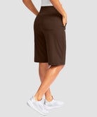 women's high rise bermuda shorts 12'' in brown - back view
