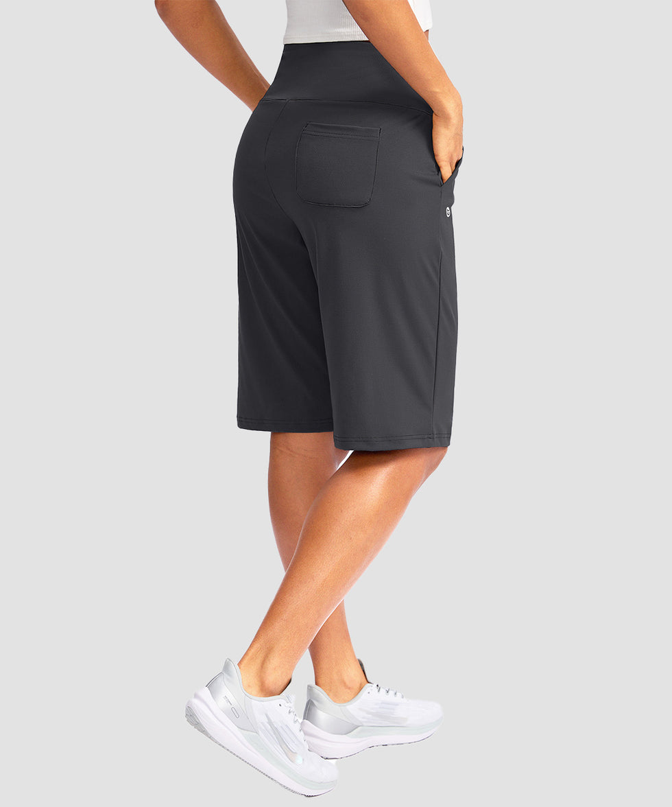 women's high rise bermuda shorts 12'' in dark gray - back view