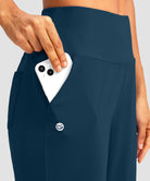 women's high rise bermuda shorts 12'' in dark green - pocket detail view