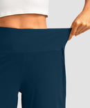 women's high rise bermuda shorts 12'' in dark green - waistband detail view