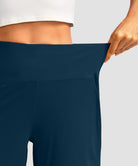 women's high rise bermuda shorts 12'' in dark green - waistband detail view