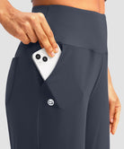 women's high rise bermuda shorts 12'' in dusty blue - pocket detail view