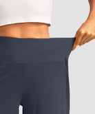 women's high rise bermuda shorts 12'' in dusty blue - waistband detail view