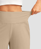 women's high rise bermuda shorts 12'' in light khaki - waistband detail view