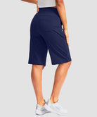 women's high rise bermuda shorts 12'' in navy - back view