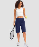 women's high rise bermuda shorts 12'' in navy - matching outfits view