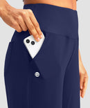 women's high rise bermuda shorts 12'' in navy - pocket detail view