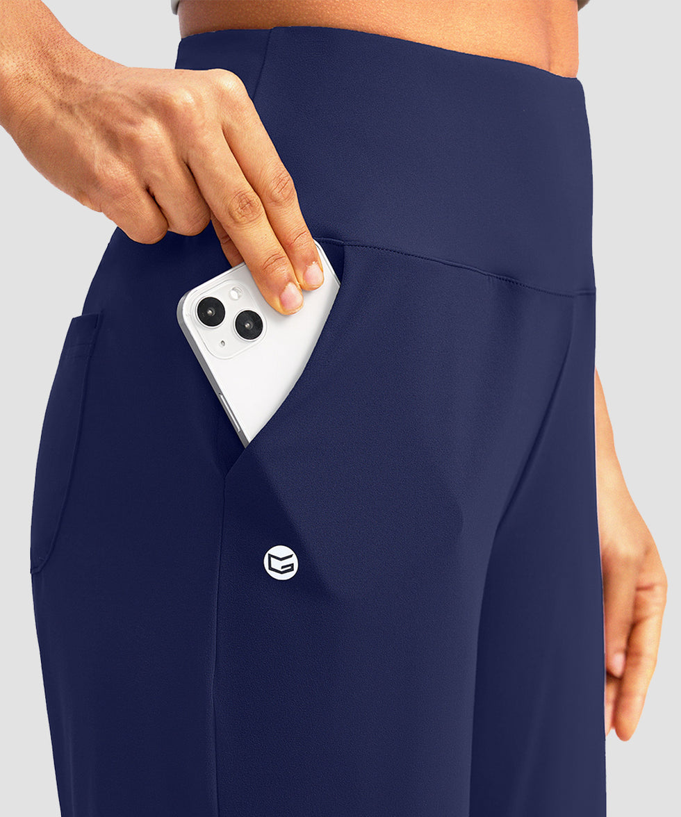women's high rise bermuda shorts 12'' in navy - pocket detail view