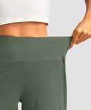 women's high rise bermuda shorts 12'' in sage green - waistband detail view