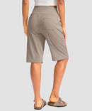 women's high rise bermuda shorts 12'' in taupe - back view
