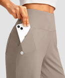 women's high rise bermuda shorts 12'' in taupe - pocket detail view