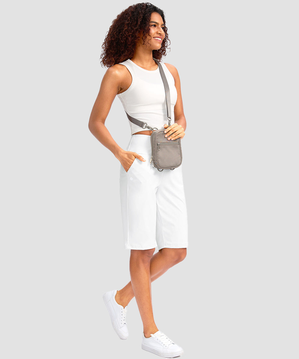 women's high rise bermuda shorts 12'' in white - matching outfits view