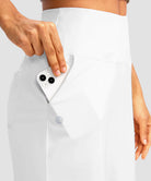 women's high rise bermuda shorts 12'' in white - pocket detail view
