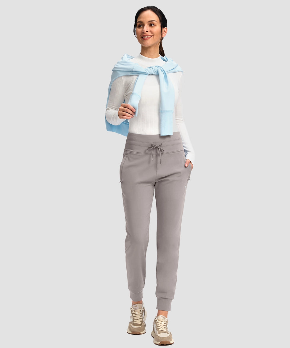 women's high rise fleece-lined joggers in ash gray - matching outfits view