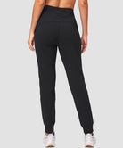 women's high rise fleece-lined joggers in black - back view