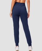 women's high rise fleece-lined joggers in navy - back view