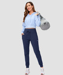 women's high rise fleece-lined joggers in navy - matching outfits view