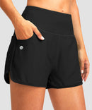 women's high rise slit with pockets shorts 3'' in black - front view