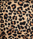 women's high rise slit with pockets shorts 3'' in leopard - fabric detail view