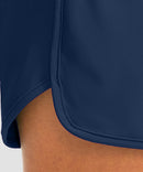 women's high rise slit with pockets shorts 3'' in navy - hem detail view