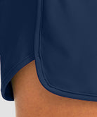 women's high rise slit with pockets shorts 3'' in navy - hem detail view