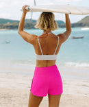 women's high rise slit with pockets shorts 3'' in rosy - matching outfits view-2