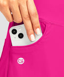 women's high rise slit with pockets shorts 3'' in rosy - pocket detail view