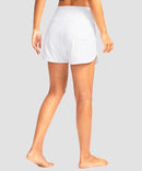women's high rise slit with pockets shorts 3'' in white - back view