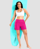 women's high rise slit with pockets shorts 5'' in rosy - side view