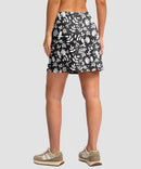 women's high rise with 4 pockets skirt in black floral - back view
