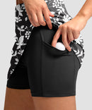 women's high rise with 4 pockets skirt in black floral - pocket detail view