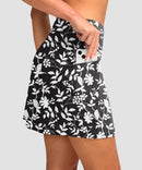 women's high rise with 4 pockets skirt in black floral - side view