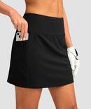women's high rise with 4 pockets skirt in black - front view