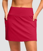women's high rise with 4 pockets skirt in dark red - front view