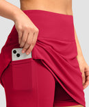 women's high rise with 4 pockets skirt in dark red - pocket detail view
