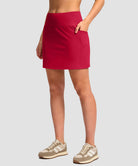 women's high rise with 4 pockets skirt in dark red - side view