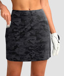 women's high rise with 4 pockets skirt in gray camo - front view