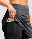 women's high rise with 4 pockets skirt in gray camo - pocket detail view