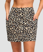 women's high rise with 4 pockets skirt in leopard - front view