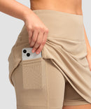 women's high rise with 4 pockets skirt in light khaki - pocket detail view