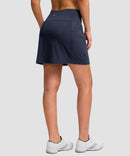women's high rise with 4 pockets skirt in navy - back view