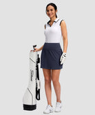 women's high rise with 4 pockets skirt in navy - matching outfits view
