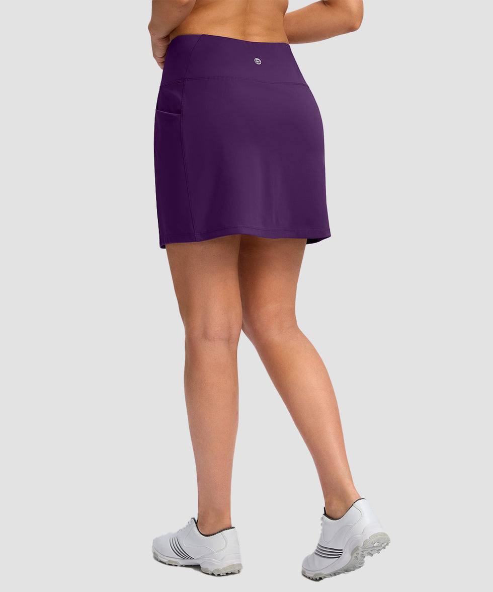 women's high rise with 4 pockets skirt in purple - back view
