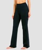 women's high waist flare leggings in black - front view