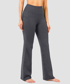 women's high waist flare leggings in gray - front view