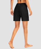women's high waist lined swim shorts 7'' in black - back view